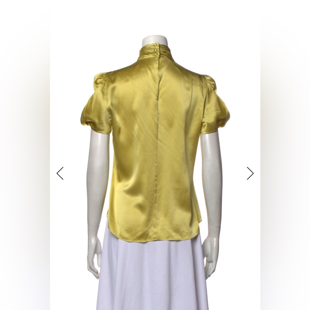 Cinq à Sept Yellow Satin Blouse - Picture 3 of 3